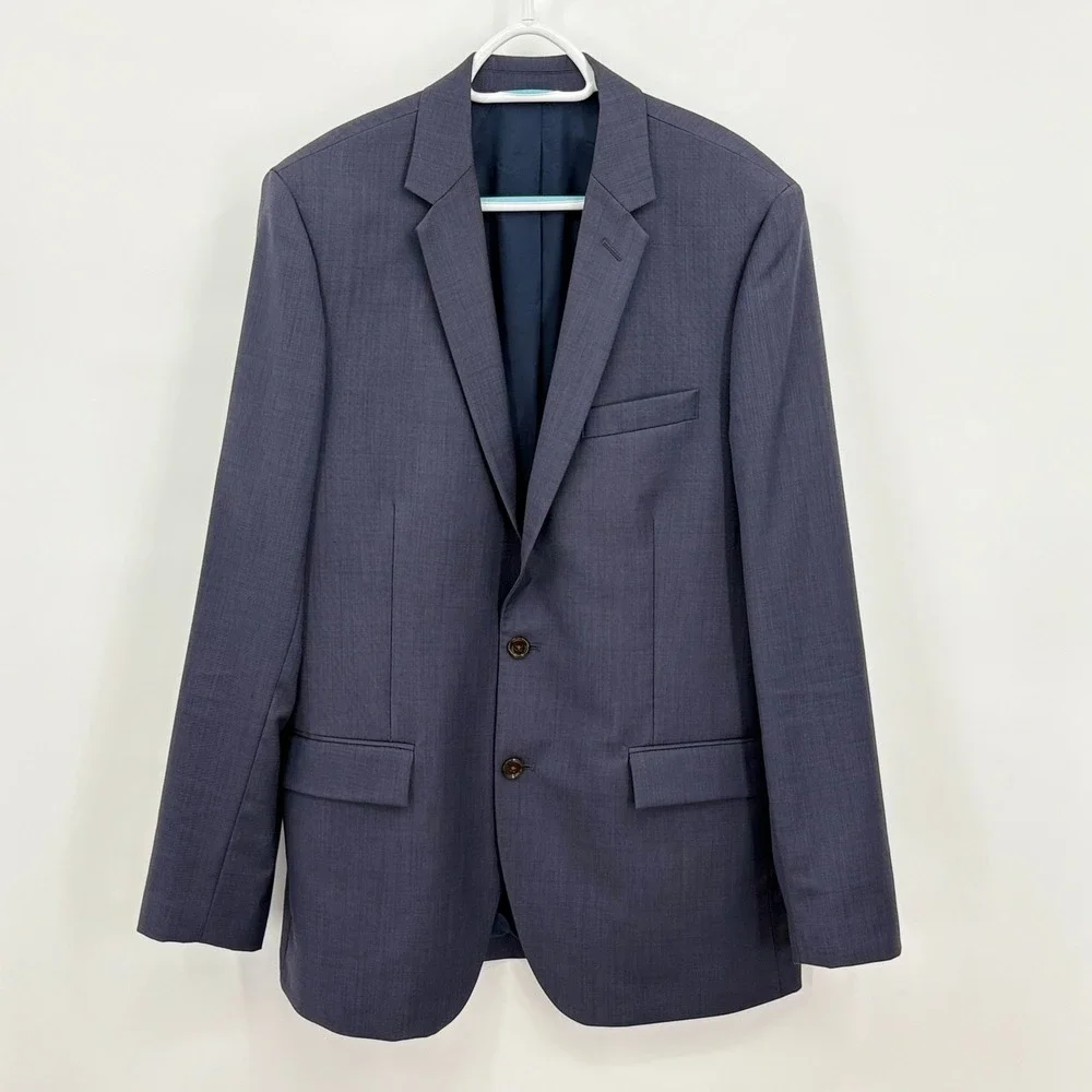 J.Crew Thompson Mens 42L Wool Blazer Blue 2-Button Suit Jacket 47226 SP16